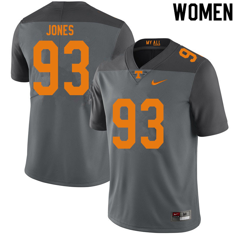 Women #93 Devon Jones Tennessee Volunteers College Football Jerseys Sale-Gray